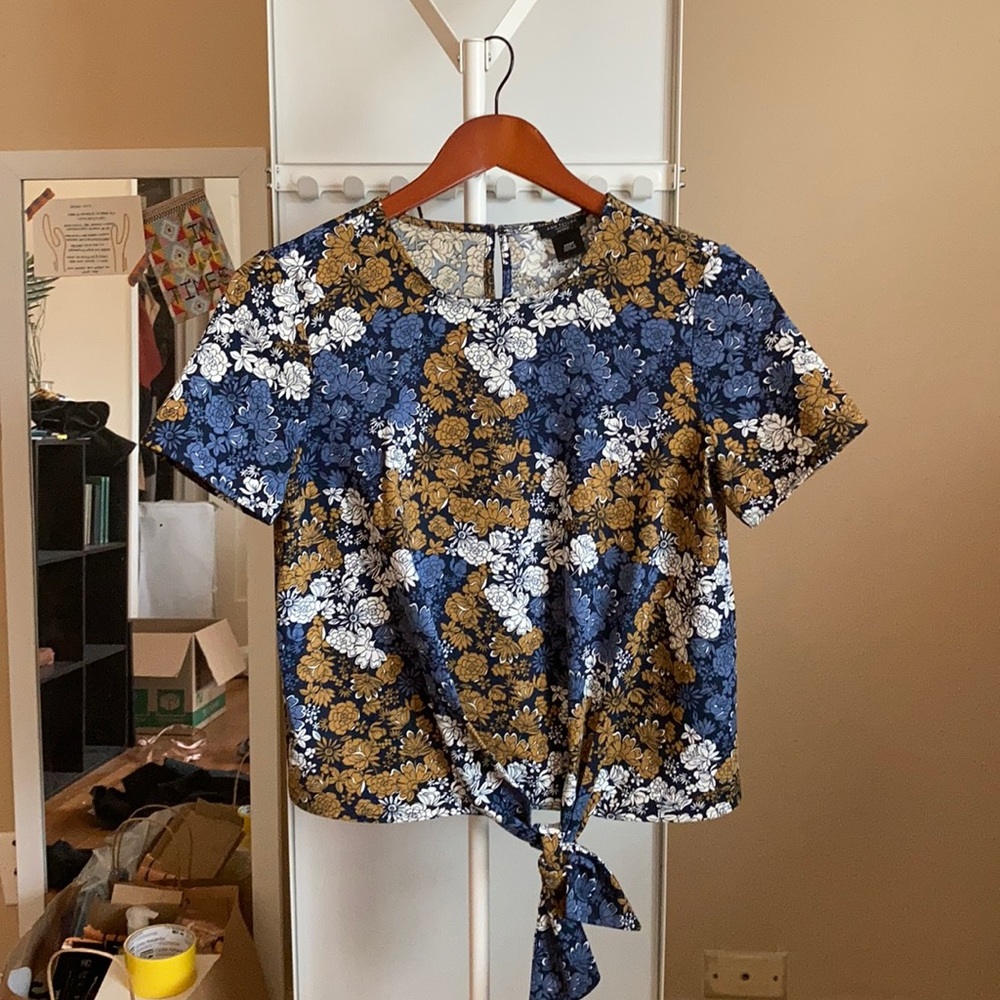 Blue & gold floral top